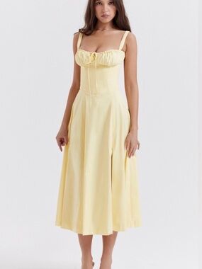 House of CB | Dresses | House Of Cb Debutante French Dove Moire Satin  Backless Midi Nwot | Poshmark
